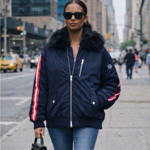 A/X Armani Exchange Bomber Jacket fur collar oversize streetwear trending preppy